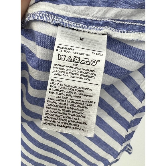 Old Navy Ruffle Stripe Blouse Shirt Cotton Button Front Women's Size M - Picture 5 of 5